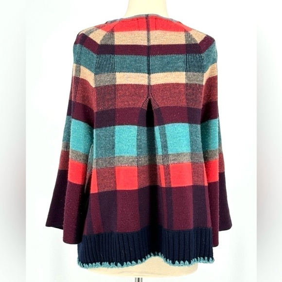 Anthropologie HWR Colorful plaid zip up wool Cardigan - Picture 2 of 7